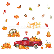 PVC Wall Stickers, for Wall Decoration, Thanksgiving Day Theme, Pumpkin Pattern, 900x290mm, 2pcs/set(DIY-WH0228-450)