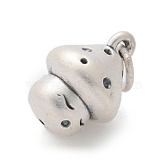 Fine Silver Pendants, with Jump Rings, Antique Silver, Mushroom, 14x10mm, Hole: 3.5mm(STER-D300-09AS-01)