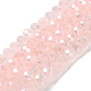 Baking Electroplate Glass Beads Strands, AB Color, Faceted, Round, Lavender Blush, 8x6mm, Hole: 1mm, about 63~65pcs/strand, 15.75''(39~40cm)(DGLA-A039-J8mm-B14)