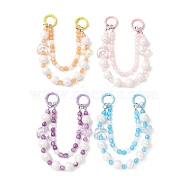 Resin & Acrylic Beaded Mobile Straps, Multifunctional Chain, with Alloy Spring Gate Rings, Heart & Moon, Mixed Color, 242mm(HJEW-JM01138)