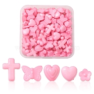 100Pcs 5 Style Opaque Acrylic Beads, Mixed Shape, Pearl Pink, 11x14x4mm, Hole: 2mm(SACR-FS0001-13)