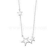 SHEGRACE Rhodium Plated 925 Sterling Silver Pendant Necklace, with S925 Stamp, Star, Platinum, 15.75 inch(40cm)(JN729A)