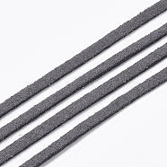 Faux Suede Cord, Faux Suede Lace, Gray, 2.5~2.8x1.5mm, about 1.09 yards(1m)/strand(LW-R023-2.8mm-10)