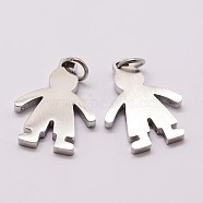 316 Surgical Stainless Steel Pendants, Boy Silhouette Pendants, Stainless Steel Color, 18x14x2mm, Hole: 3mm(X-STAS-K116-01P-A)