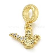 Rack Plating Brass Pave Clear & Light Yellow Cubic Zirconia Kettle European Dangle Charms, Large Hole Pendants, Lead Free & Cadmium Free, Long-Lasting Plated, Real 18K Gold Plated, 20mm, Hole: 4.6mm(KK-Z067-59G)