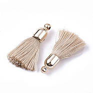 Polyester Tassel Pendant Decorations, with CCB Plastic Findings, Light Gold, PeachPuff, 25~30x6mm, Hole: 1.5mm(X-FIND-S286-10)