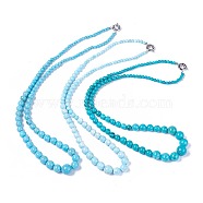 Natural Howlite Graduated Beaded Necklaces, Dyed & Heated, with Brass Spring Ring Clasps, Mixed Color, 25.5~27.7 inch(65~70.5cm)(NJEW-F263-01)