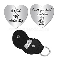 201 Stainless Steel Commemorative Decision Maker Coin, Pocket Hug Coin, Inspirational Quote Coin, Heart, with PU Leather Guitar Clip, House, 26x26mm(AJEW-CN0002-07A)