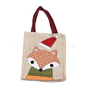 Linen Burlap Cartoon Bags, Candy Gift Storage Tote, with Handles, for Christmas Party Favor DIY Craft Packing, Rectangle, Fox Pattern, 31.5x16x4.5cm(ABAG-I003-02E)