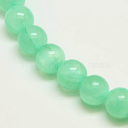 Dyed Natural Green Jade Beads Strands, Round, Turquoise, 6mm, Hole: 1.2mm, about 63pcs/strand, 15.74 inch(X-JBS053-6MM-27)
