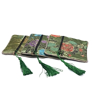 Floral Print Polyester Jewelry Storage Zipper Pouches, with Tassels, Square, Olive Drab, 12x12cm(PW-WG21688-07)