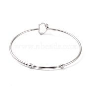 201 Stainless Steel Hollow Out Heart Bangle, Cocktail Wire Wrap Bangle for Women, Stainless Steel Color, Inner Diameter: 2-3/8 inch(6.1cm)(BJEW-P285-01P)