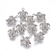 Alloy Charms, Cadmium Free & Nickel Free & Lead Free, Turtle, Antique Silver, 16x13x3mm, Hole: 1mm(PALLOY-ZN40923-AS-FF)