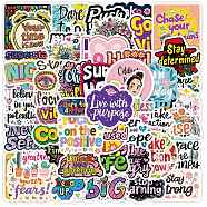 50Pcs Paper Self-Adhesive Picture Stickers, Phrase, for Water Bottles, Laptop, Luggage, Cup, Computer, Mobile Phone, Skateboard, Guitar Stickers Decor, Mixed Color, 33~53x52~53x0.2mm(AJEW-S036-14)