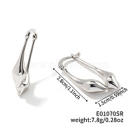 Elegant and Versatile Brass Teardrop Hoop Earrings for Western Fashionistas, Silver, 28x15mm(RY9199-2)