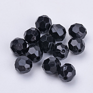 Acrylic Beads, Faceted, Round, Black, 20x19.5mm, Hole: 3mm, about 116pcs/500g(TACR-Q257-20mm-V72)