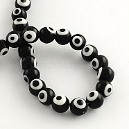 Round Handmade Evil Eye Lampwork Beads, Black, 6mm, Hole: 1mm, about 64pcs/strand, 14.1 inch(LAMP-R114-6mm-08)