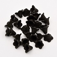 Frosted Flower Acrylic Beads, Black, 14x10mm, Hole: 2mm(X-FACR-5332-12A)