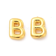 Brass Hollow Out Initial Letter Stud Earrings for Women, Real 18K Gold Plated, Lead Free & Cadmium Free, Letter.B, 7x5x1.5mm, Pin: 0.8mm(EJEW-A044-01G-B)