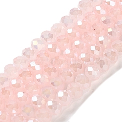 Baking Electroplate Glass Beads Strands, AB Color, Faceted, Rondelle, Lavender Blush, 8x6mm, Hole: 1mm, about 60~62pcs/strand, 15.75''(39~40cm)(DGLA-A039-J8mm-B14)
