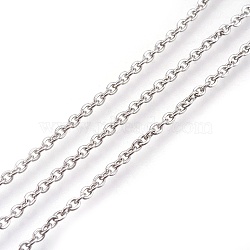 304 Stainless Steel Cable Chains, Soldered, with Spool, Flat Oval, Stainless Steel Color, 3x2x0.5mm, about 164.04 Feet/roll(50m/roll)(CHS-R002-0.5mm)