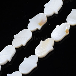 Natural Freshwater Shell Beads Strands, Hamsa Hand, Seashell Color, 15x10x2.5mm, Hole: 0.4mm, about 25pcs/strand, 15.08 inch(38.3cm)(SHEL-S278-02-A01)
