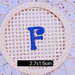 Computerized Embroidery Cloth Self Adhesive Patches, Stick on Patch, Costume Accessories, Letter, Blue, F:27x15mm(FIND-TAC0002-02F)