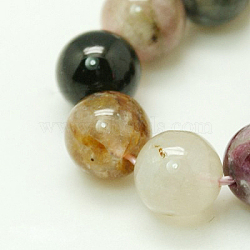 Natural Tourmaline Beads strands, Round, 8mm, Hole: 1mm, 24pcs/strand, 7.5 inch(G-C076-8mm-10)