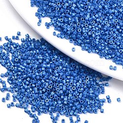 11/0 Grade A Baking Paint Glass Seed Beads, Cylinder, Uniform Seed Bead Size, Opaque Colours Luster, Royal Blue, about 1.5x1mm, Hole: 0.5mm, about 2000pcs/10g(X-SEED-S030-1042)