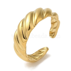 Ion Plating(IP) 304 Stainless Steel Open Cuff Rings for Women, Real 18K Gold Plated, 6.5mm, Adjustable(X-RJEW-Z053-09G)