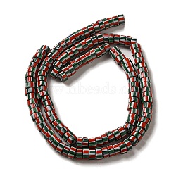 Handmade Nepalese Lampwork Beads, Column with Stripe, FireBrick, 9~11x4~10mm, Hole: 2mm, about 101pcs/strand, 25.98~26.77''(66~68cm)(LAMP-B023-07C-11)