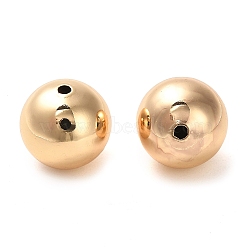 Brass Beads, Round, Real 18K Gold Plated, 14x14mm, Hole: 1.8mm(KK-F870-01G-04)