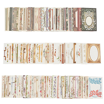 4 Bags 4 Styles Vintage Frame Scrapbook Paper Pads, for DIY Album Scrapbook, Background Paper, Diary Decoration, Mixed Color, 90x60x0.1mm, 50pcs/bag, 1 bag/style