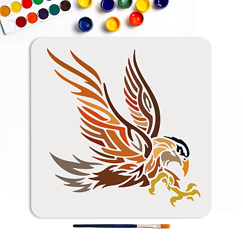 US 1Pc PET Hollow Out Drawing Painting Stencils, for DIY Scrapbook, Photo Album, with 1Pc Art Paint Brushes, Eagle, 300x300mm