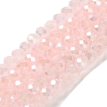 Baking Electroplate Glass Beads Strands, AB Color, Faceted, Round, Lavender Blush, 8x6mm, Hole: 1mm, about 63~65pcs/strand, 15.75''(39~40cm)