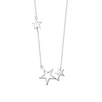 SHEGRACE Rhodium Plated 925 Sterling Silver Pendant Necklace, with S925 Stamp, Star, Platinum, 15.75 inch(40cm)