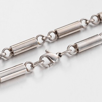 304L Stainless Steel Bar Link Chain Necklaces, with Lobster Claw Clasps, Stainless Steel Color, 24.6 inch(62.5cm), 5mm