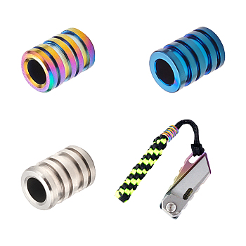 3Pcs 3 Colors Titanium Alloy Spacer Beads, Groove Column, Mixed Color, 14x10mm, Hole: 5.8mm, 1pc/color
