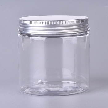 Plastic Empty Cosmetic Containers, with Aluminum Screw Top Lids, Clear, 7.1x7.05cm, Capacity: 200ml(6.76 fl. oz)