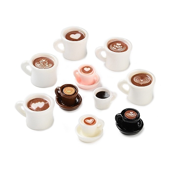 Opaque Resin Pendants, Coffee, Mixed Color, 9~14x14~23x11.5~18mm, Hole: 2~5x1.5~3.5mm, 10pcs/bag