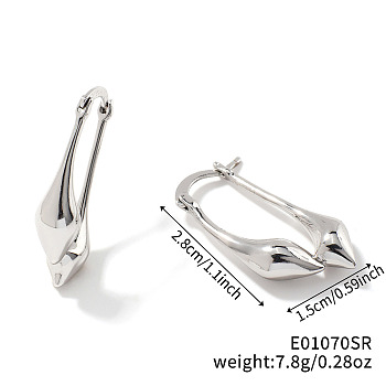 Elegant and Versatile Brass Teardrop Hoop Earrings for Western Fashionistas, Silver, 28x15mm