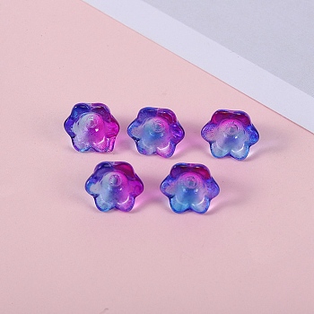 Glass Beads, Lily Flower, Slate Blue, 12x8mm, Hole: 1.4mm