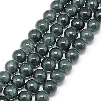 Baking Painted Crackle Glass Bead Strands, Round, Dark Slate Gray, 6mm, Hole: 1.3~1.6mm, about 133pcs/strand, 31.4 inch