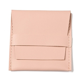 Square PU Leather Jewelry Flip Pouches, for Earrings, Bracelets, Necklaces Packaging, Pink, 8x8cm