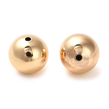 Brass Beads, Round, Real 18K Gold Plated, 14x14mm, Hole: 1.8mm