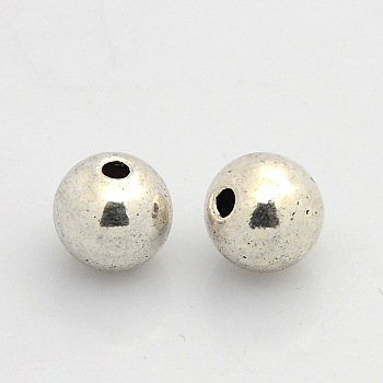 Tibetan Style Alloy Beads, Round, Lead Free and Nickel Free and Cadmium Free, Antique Silver, 8mm, Hole: 1mm