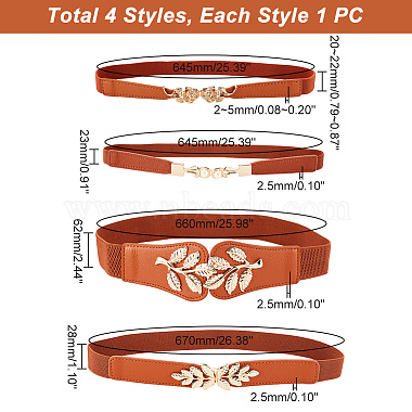 4Pcs 4 Style Imitation Leather Elastic Chain Belt(AJEW-GA0006-22A)-2