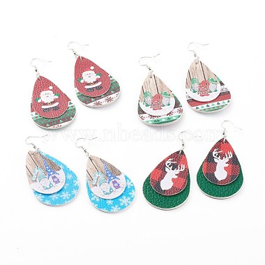 Mixed Color Imitation Leather Earrings