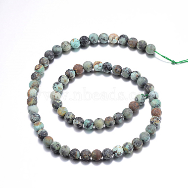 Frosted Natural African Turquoise(Jasper) Round Beads Strands(G-D746-4mm)-2
