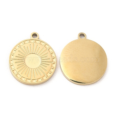 Real 18K Gold Plated Flat Round 316L Surgical Stainless Steel Charms